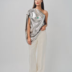 Maison Rabih Kayrouz Silk Lame Top Silver / 36