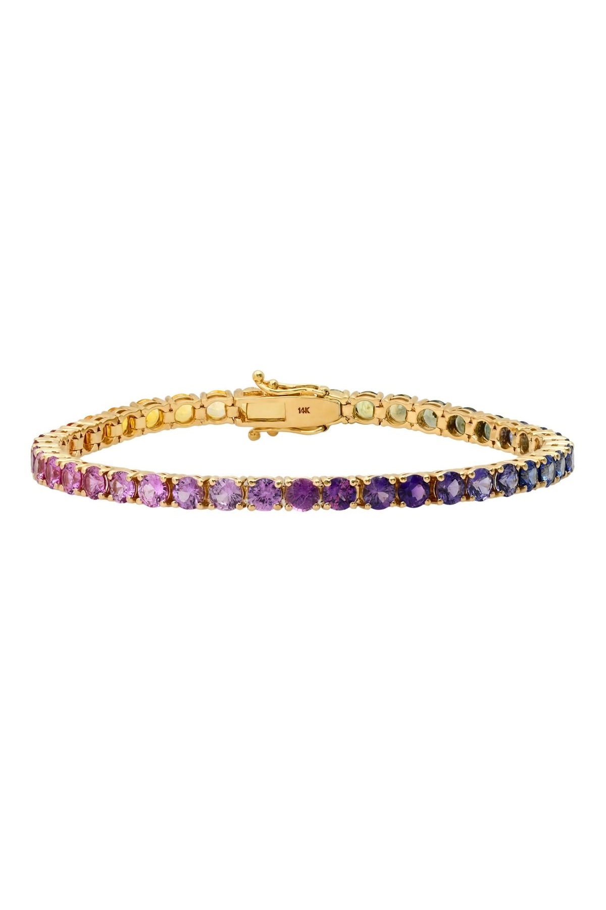 14K Yellow Gold 7"  Jubilee Rainbow Sapphire Bracelet