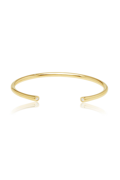 14k Yellow Gold & Diamonds Coil Cuff, 3mm w/ Hidden Diamonds Cuff Bracelet