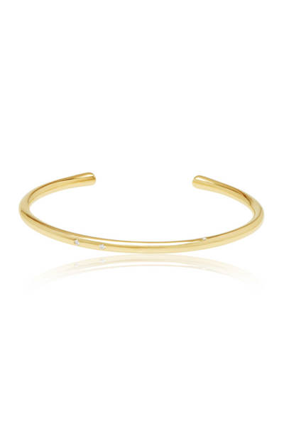 14k Yellow Gold & Diamonds Coil Cuff, 3mm w/ Hidden Diamonds Cuff Bracelet