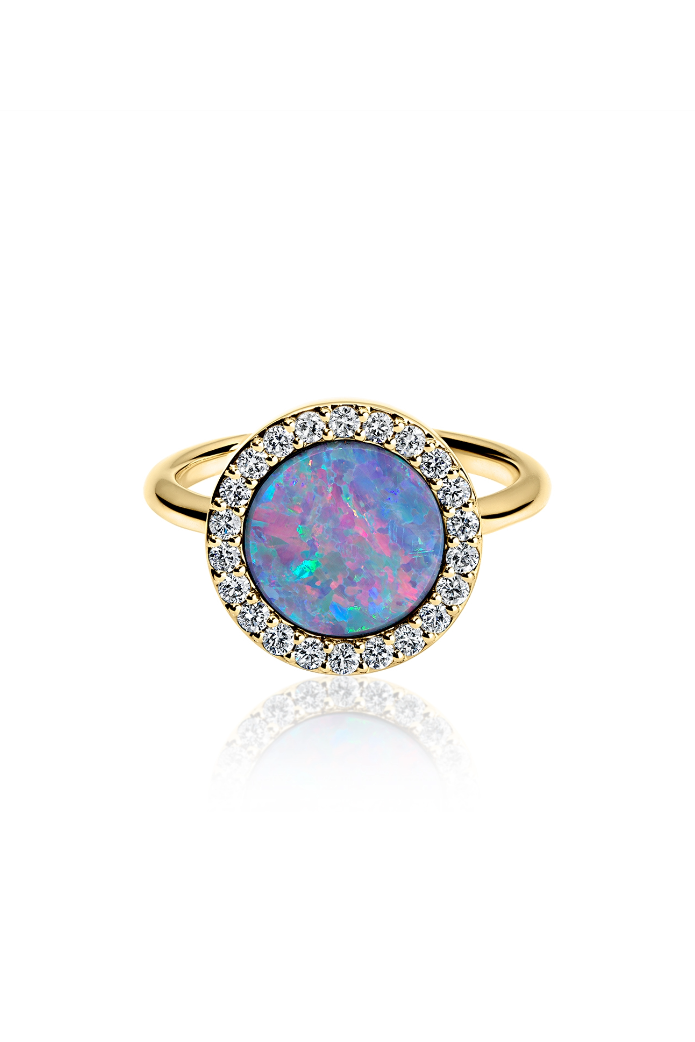 18k Yellow Gold, Opal & Diamonds Ring