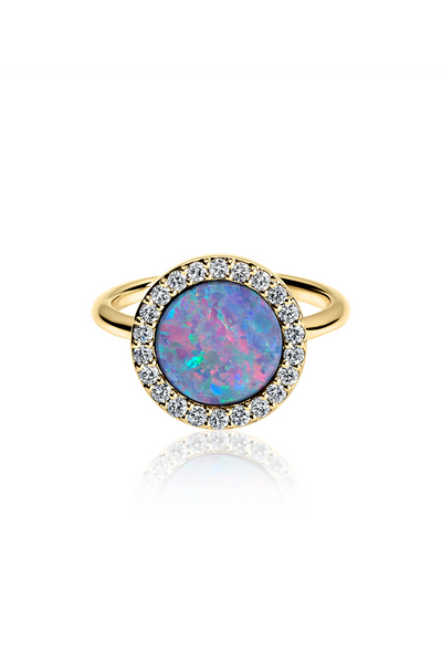 18k Yellow Gold, Opal & Diamonds Ring