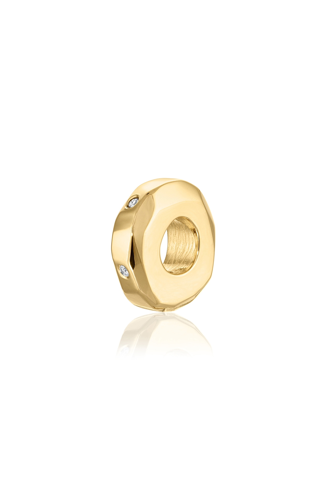 14k Yellow Gold Tall Gold & Diamonds Bead