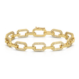 14K Yellow Gold Chain Bracelet with Diamond Links