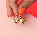 Silver Tile Round Earrings