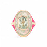 Alice Cicolini 14K Yellow Gold High Sari Marbeled Mint Garnet Ring