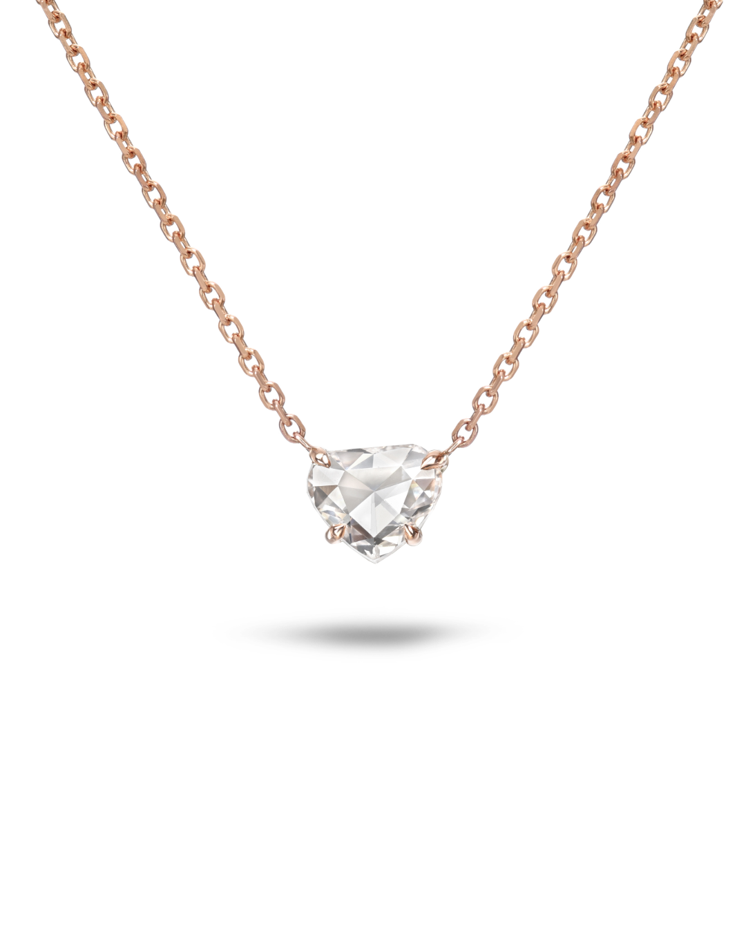 14K Yellow Gold Heart Rose Cut Diamond Necklace