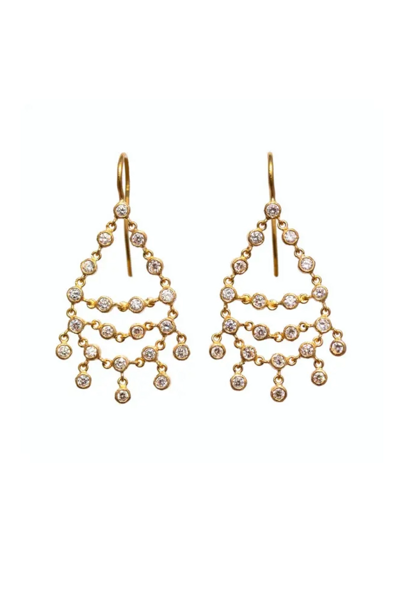 22K Yellow Gold Diamond Dancing Emilie Earrings