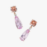 Irene Neuwirth 18K Rose and White Gold Earrings Set with Morganite, Kunzite, and Full Cut Diamonds