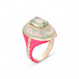 Alice Cicolini 14K Yellow Gold High Sari Marbeled Mint Garnet Ring