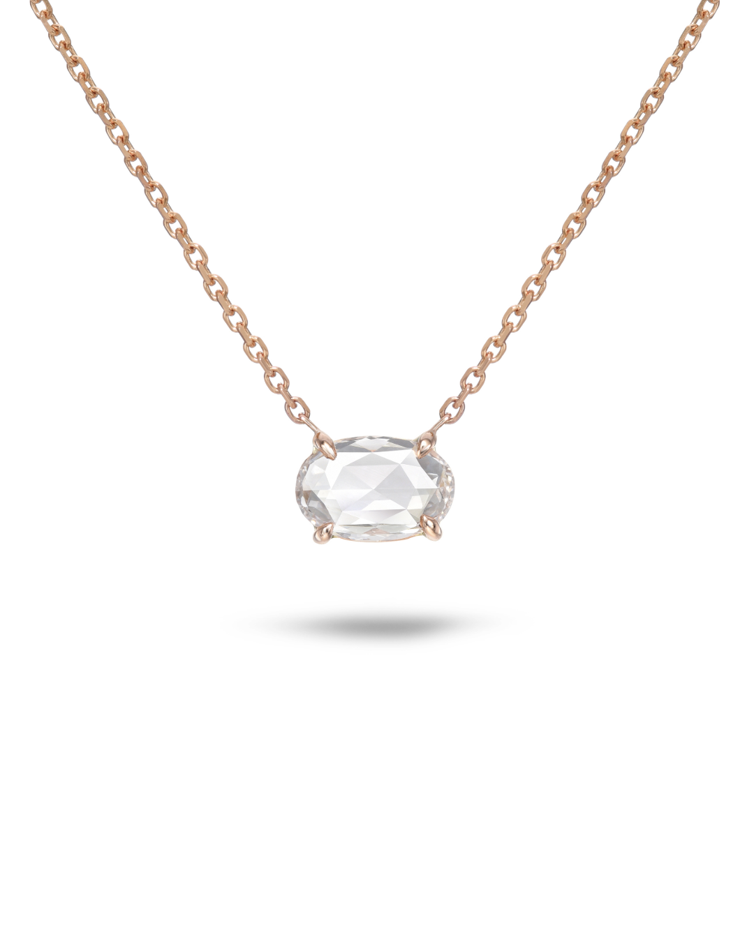 14K Yellow Gold Oval Rose Cut Diamond Necklace