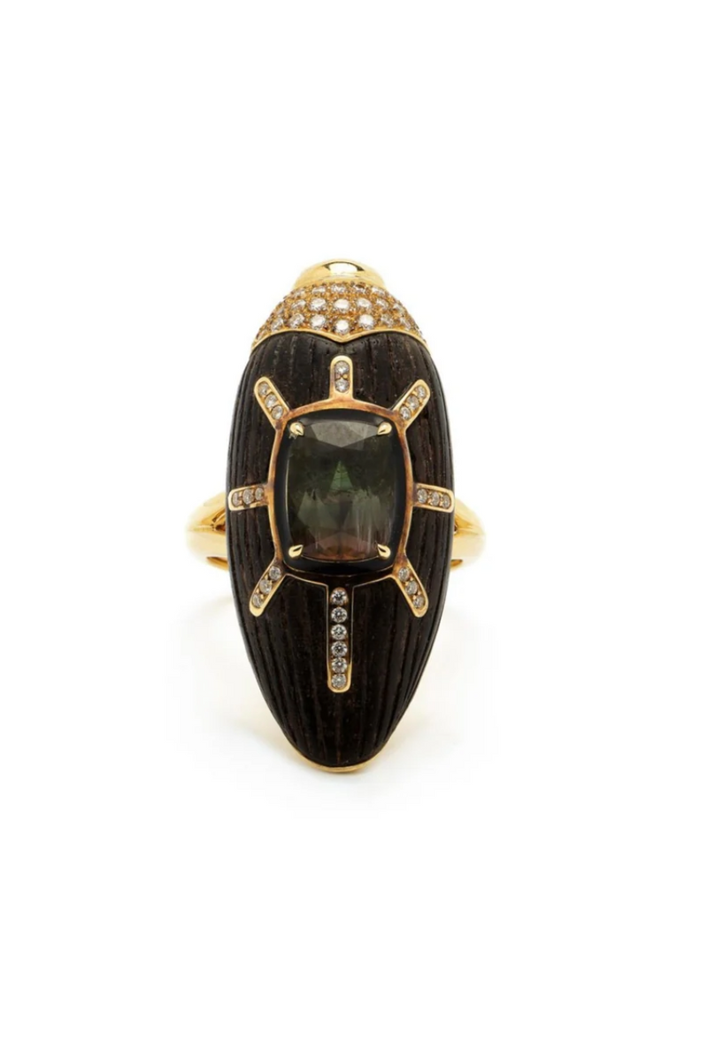 Scarab Ebony Ring with Watermelon Tourmaline