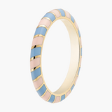 Alice Cicolini 14K Yellow Gold Memphis Candy Pale Pink & Forget Me Not Blue Enamel Band with Pink Sapphire