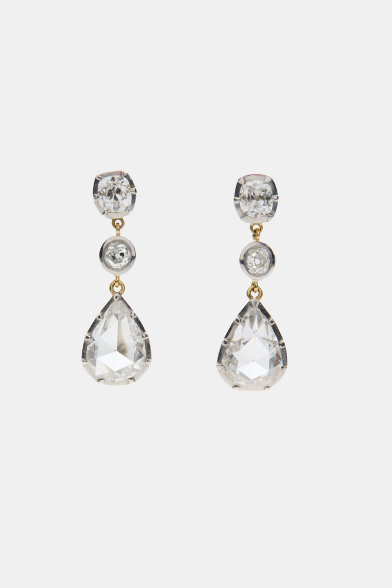 Rose Cut Antique Diamond Earrings