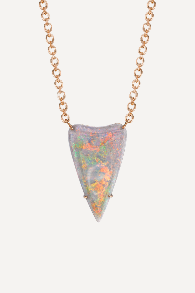 18K Rose Gold Necklace with Opal Heart