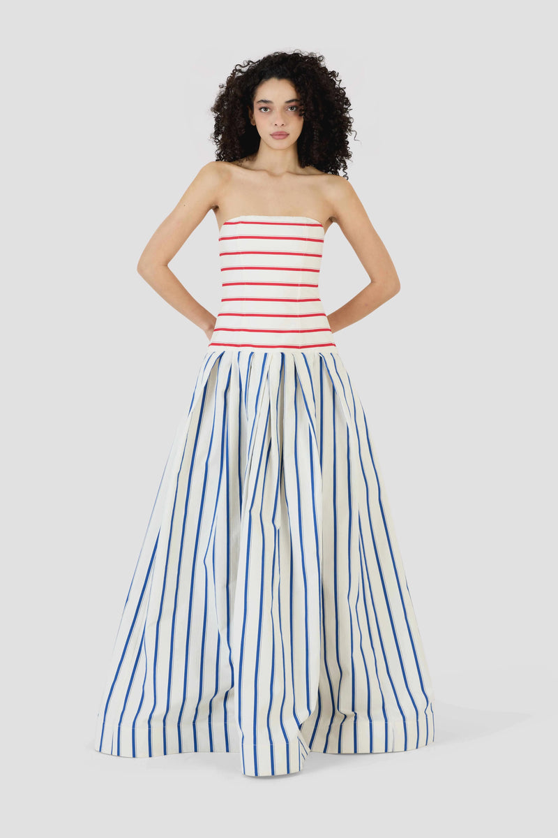 Strapless Drop Waist Gown