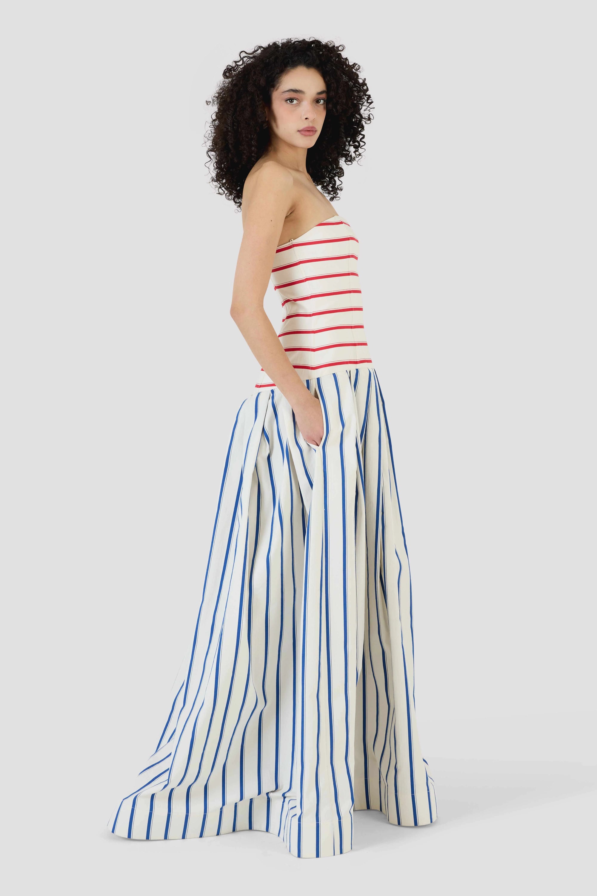 Strapless Drop Waist Gown