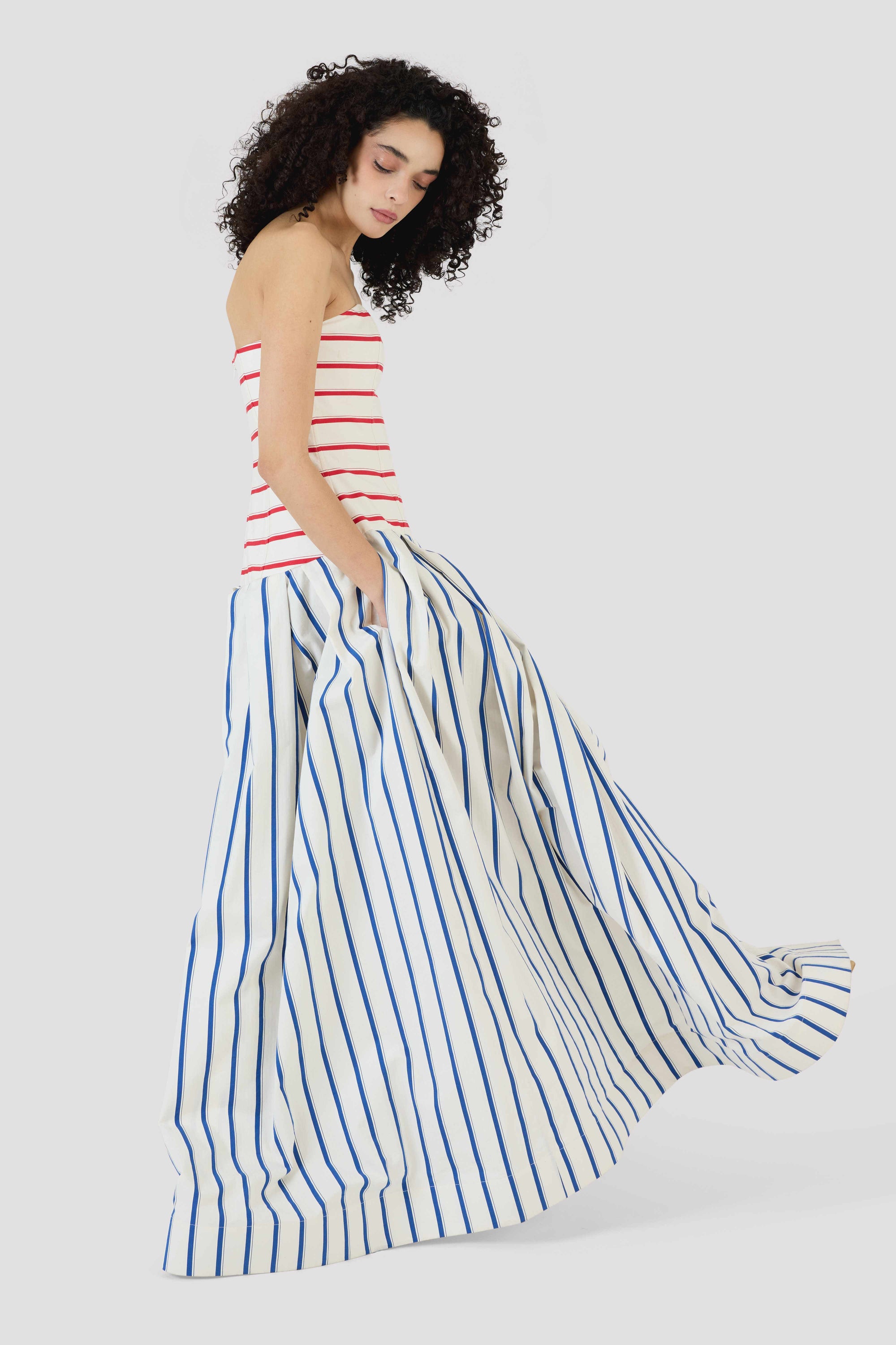 Strapless Drop Waist Gown