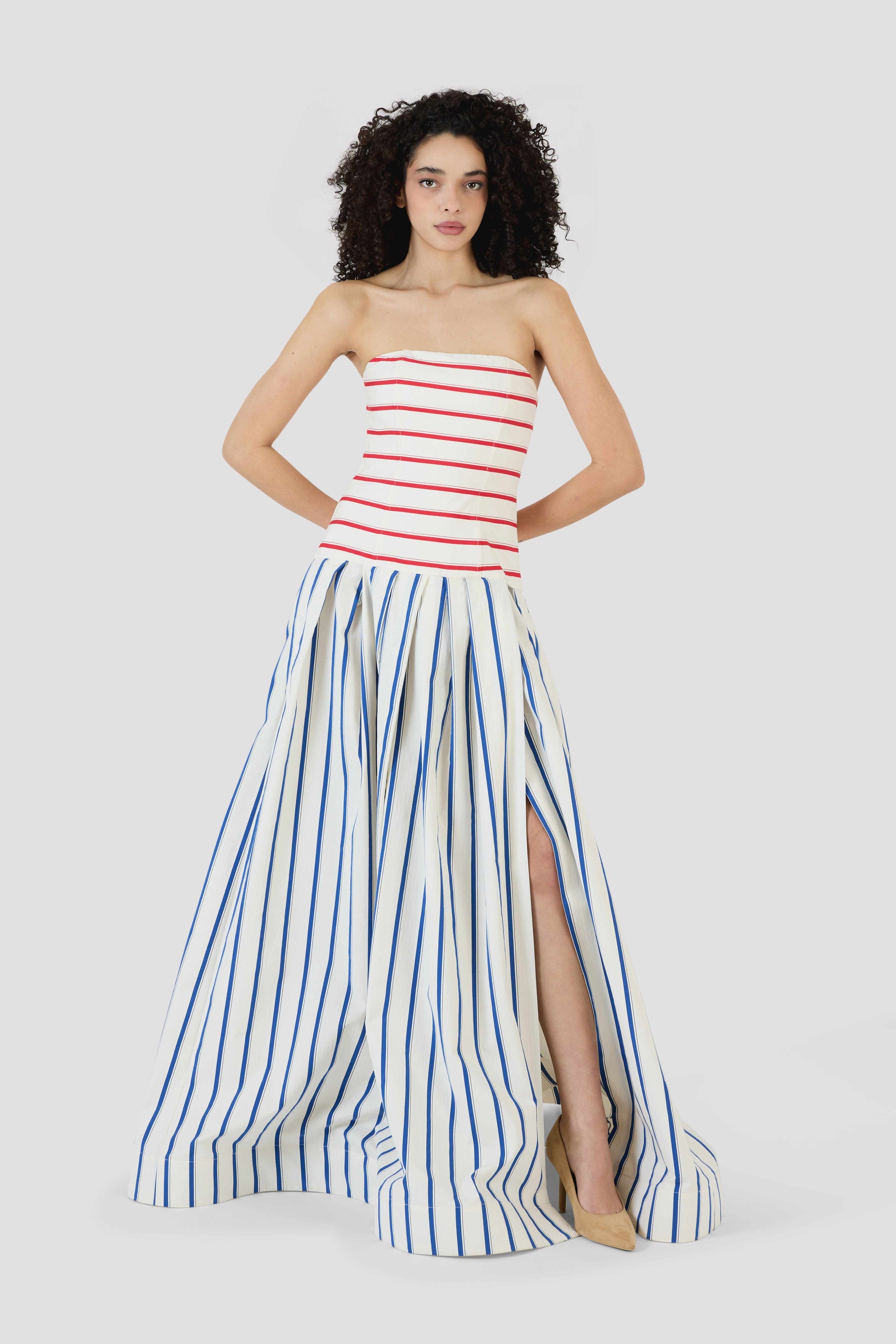 Strapless Drop Waist Gown