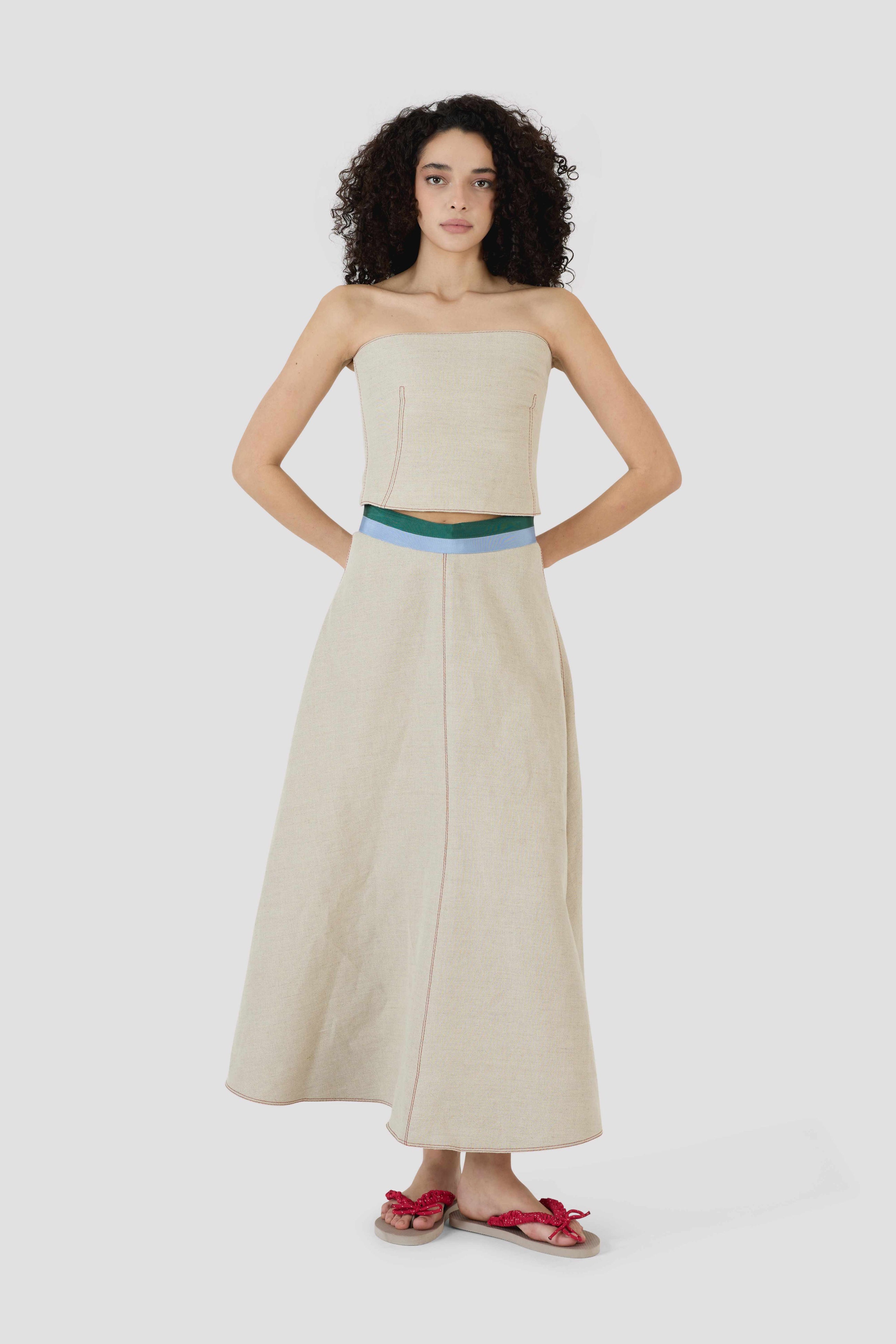 Ribbon Quartered A-Line Skirt