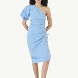 Rosie Assoulin 1-Shoulder Puff Sleeve Dress