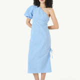 Rosie Assoulin 1-Shoulder Puff Sleeve Dress