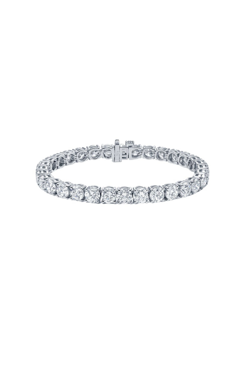 18K White Gold Large Round Diamond Tennis Bracelet