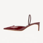 Left side view of merlot aminta eel slingback pump on white background, with no model shown.