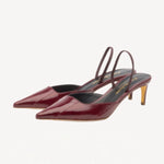 Pair view of merlot aminta eel slingback pump on white background, with no model shown.