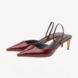 Pair view of merlot aminta eel slingback pump on white background, with no model shown.