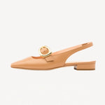 Left side view of cremino kakoda slingback flat on white background, with no model shown.