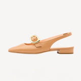 Left side view of cremino kakoda slingback flat on white background, with no model shown.