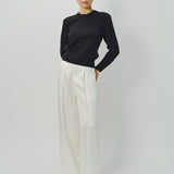 Sa Su Phi Cashmere Round Neck Epaulette Sweater