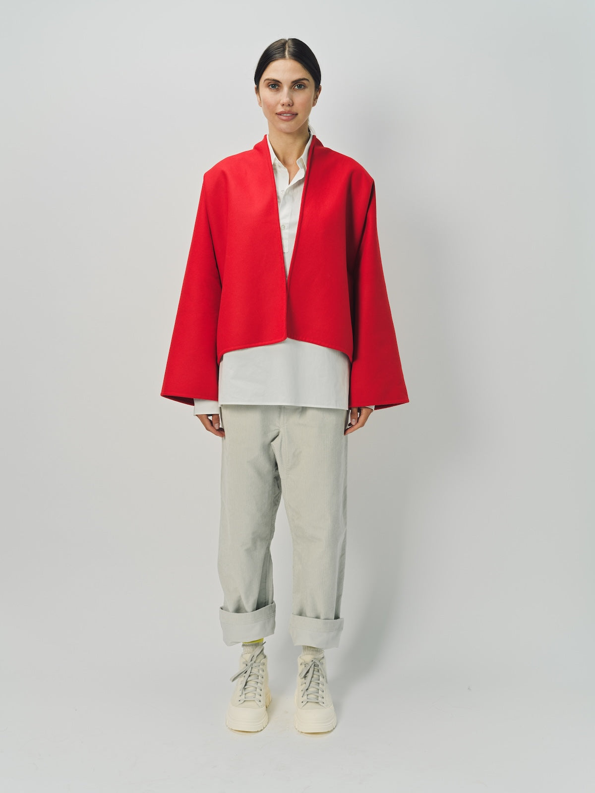 Sofie D'Hoore Wool Cashmere Kimono Capa Cropped Jacket 32 / Lipstick