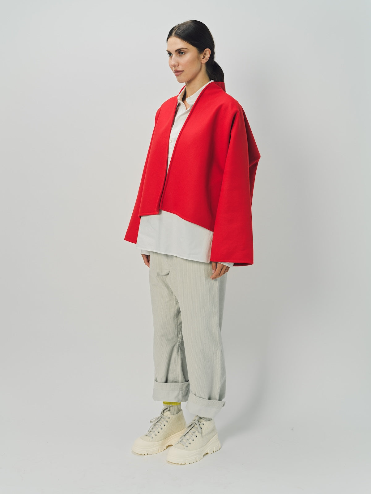 Sofie D'Hoore Wool Cashmere Kimono Capa Cropped Jacket 32 / Lipstick