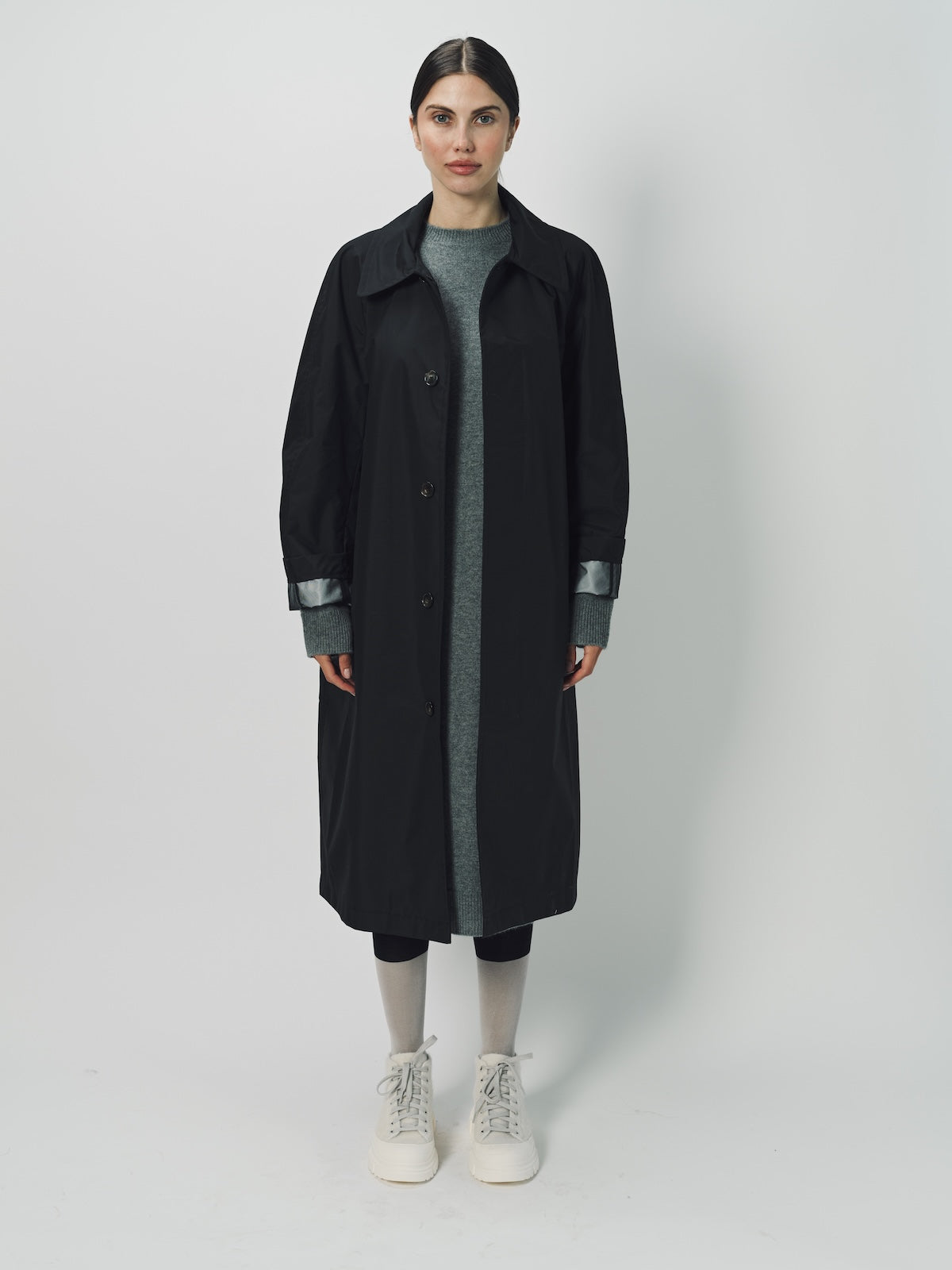 Sofie D'Hoore Woven Nylon Curtis Trench Coat 32 / Black