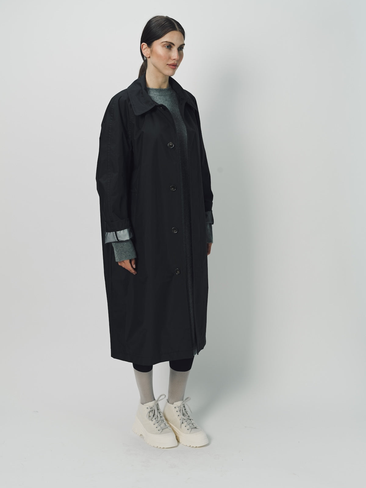 Sofie D'Hoore Woven Nylon Curtis Trench Coat 32 / Black