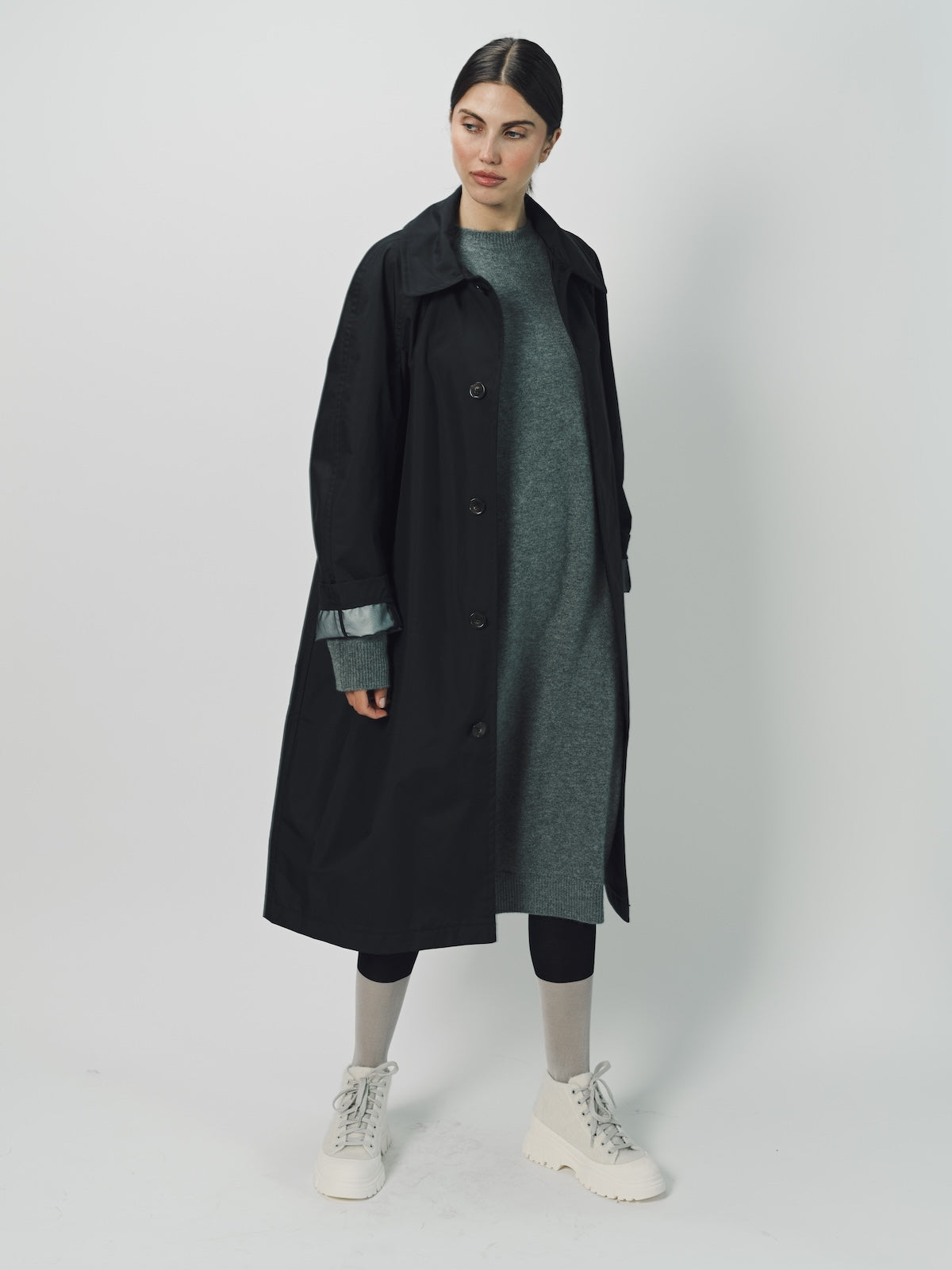 Sofie D'Hoore Woven Nylon Curtis Trench Coat 32 / Black