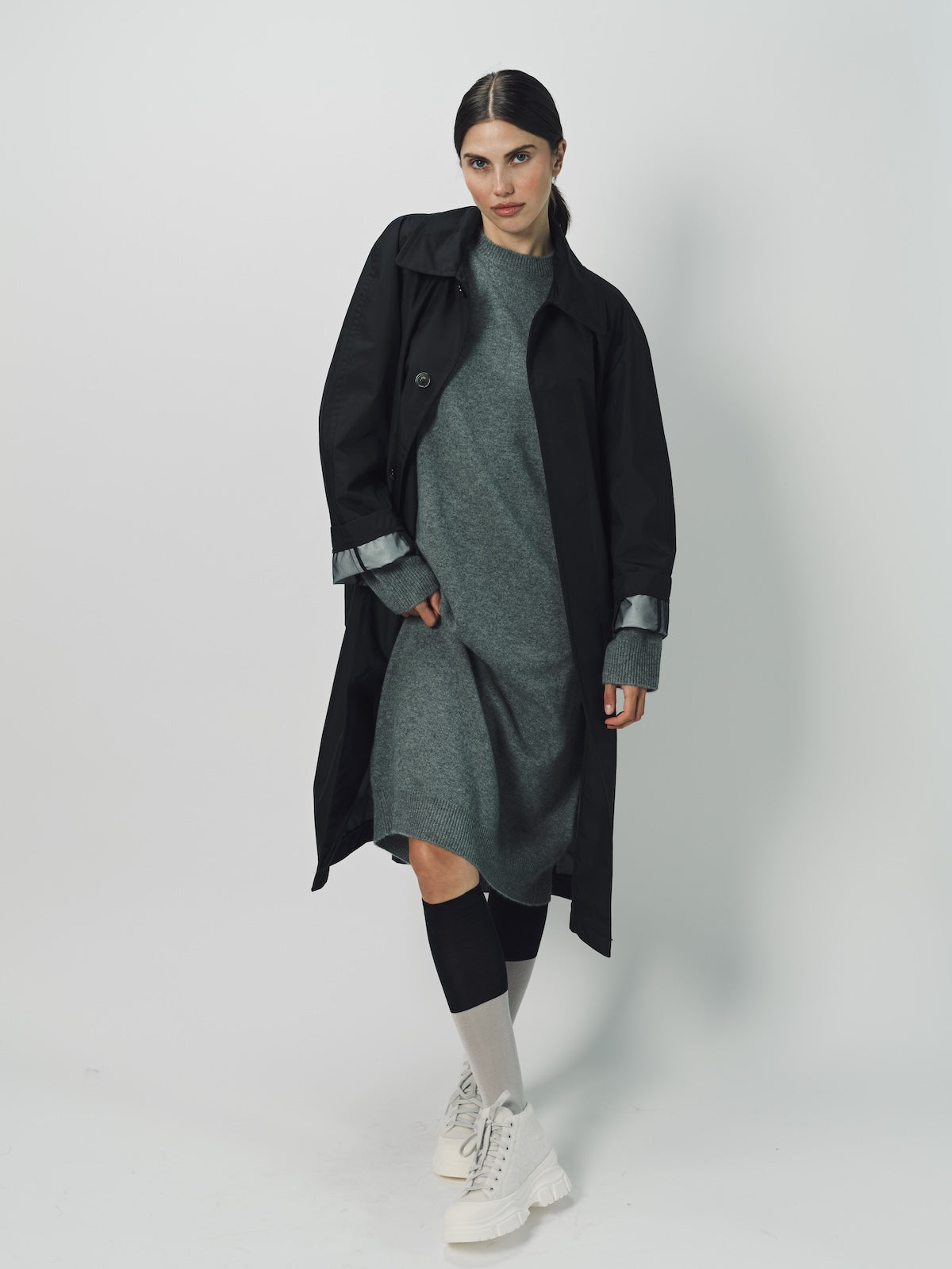 Sofie D'Hoore Woven Nylon Curtis Trench Coat 32 / Black