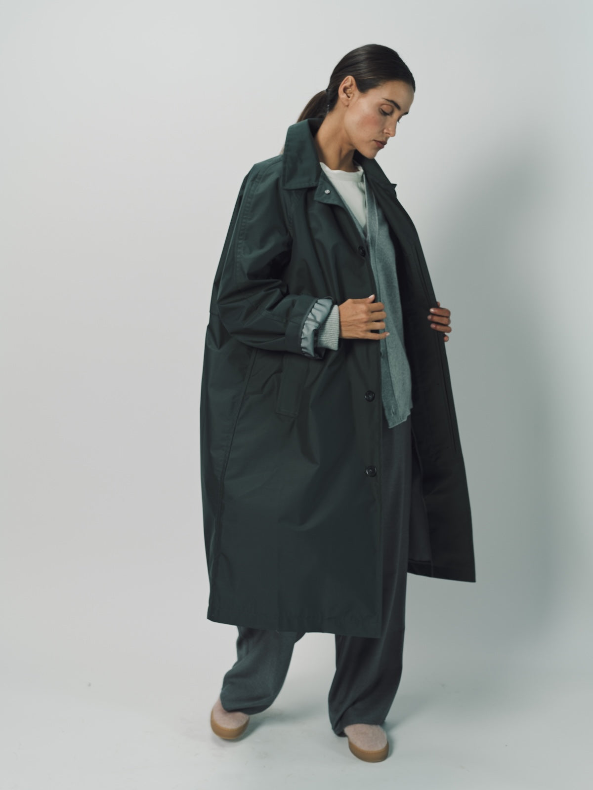 Sofie D'Hoore Woven Nylon Curtis Trench Coat 32 / Xanadu