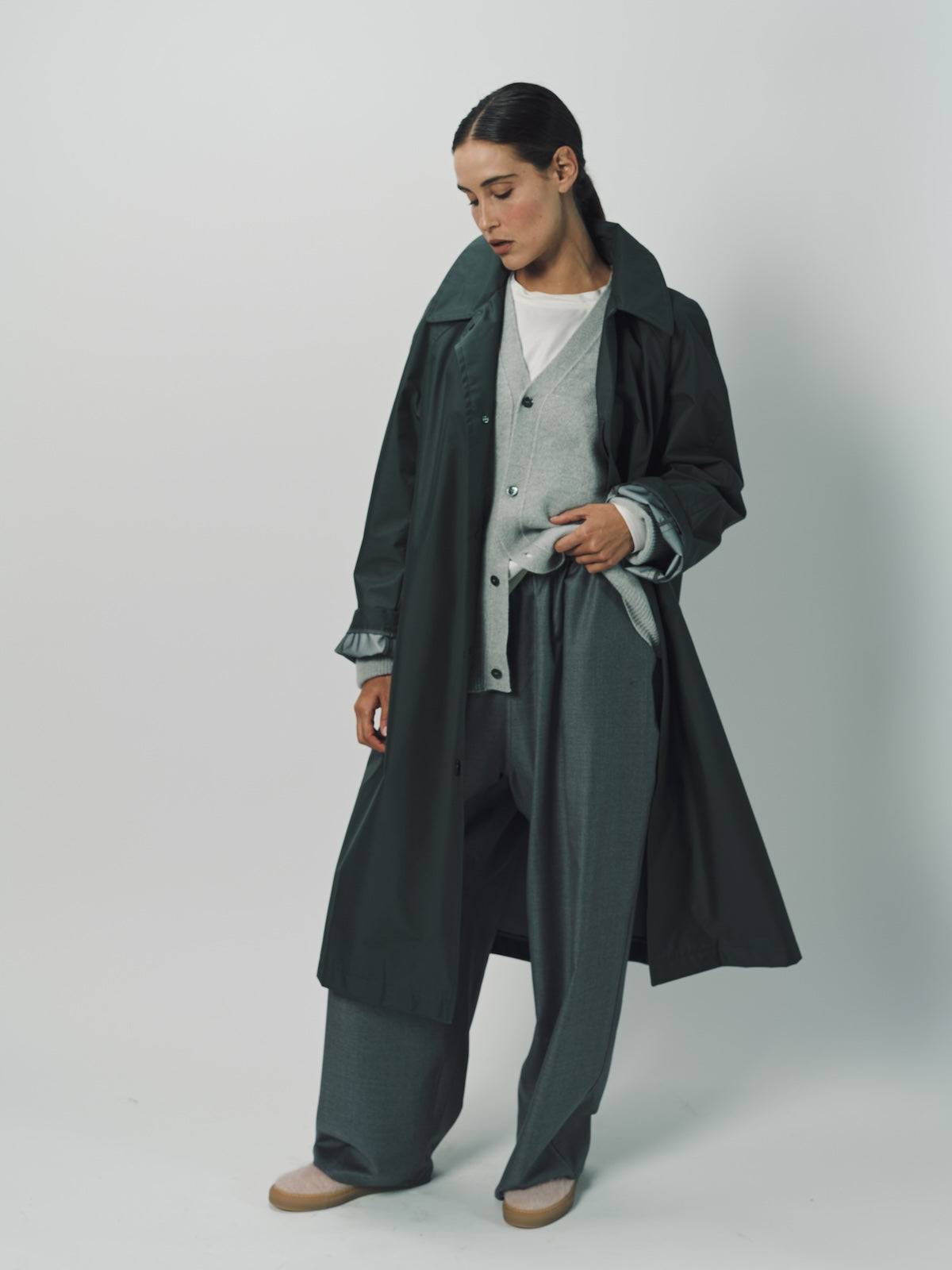 Sofie D'Hoore Woven Nylon Curtis Trench Coat 32 / Xanadu