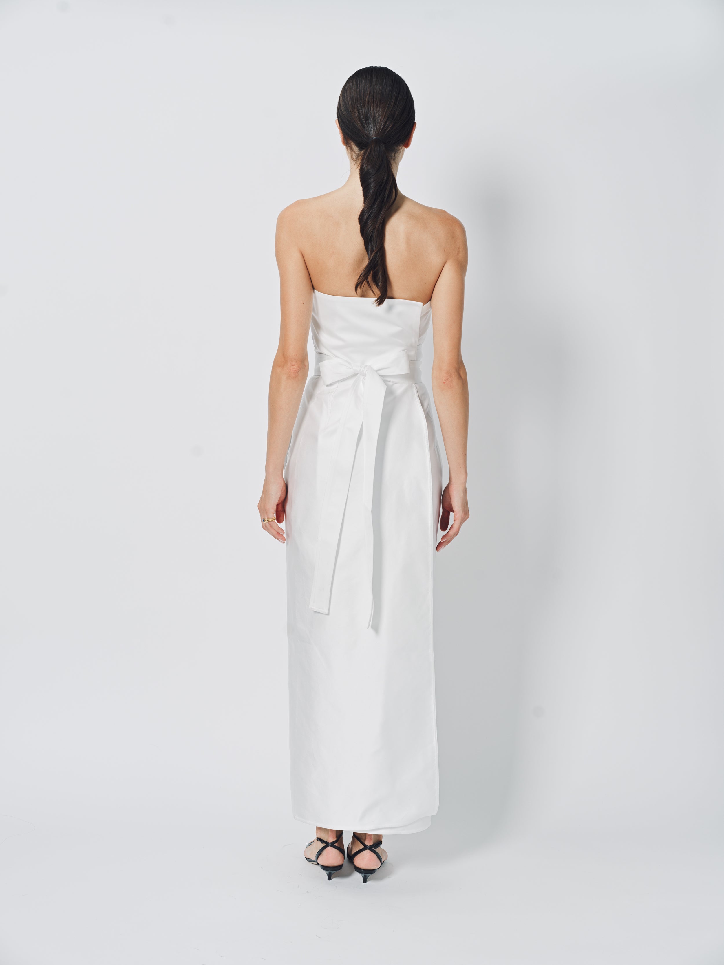 Sofie D'Hoore Duo Strapless Long Dress in Satin 34 / Swan