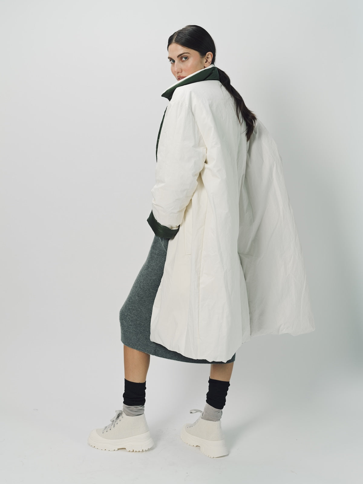 Sofie D'Hoore Cotton and Nylon Otis Long Down Coat 32 / Ivory/Khaki