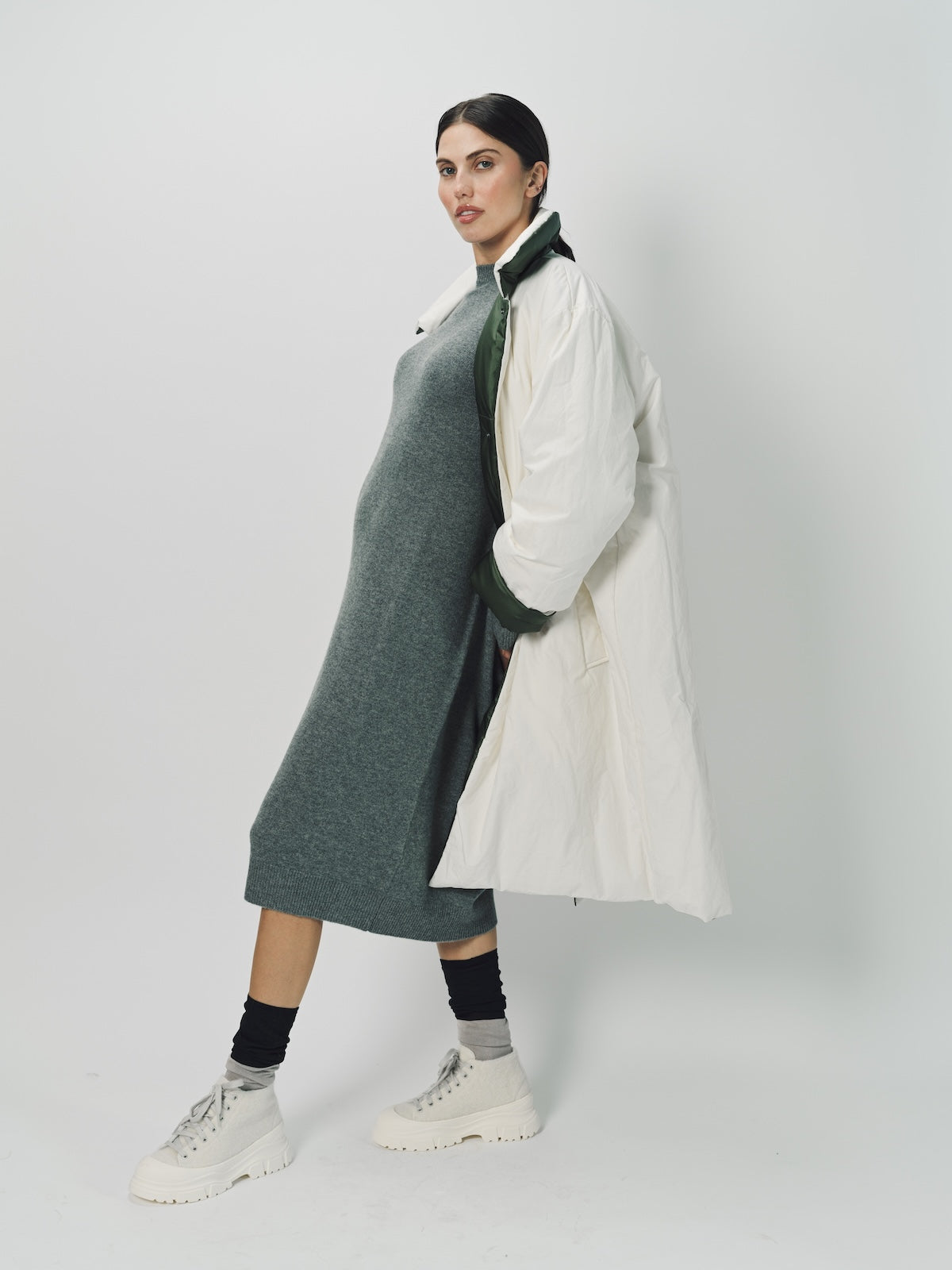 Sofie D'Hoore Cotton and Nylon Otis Long Down Coat 32 / Ivory/Khaki