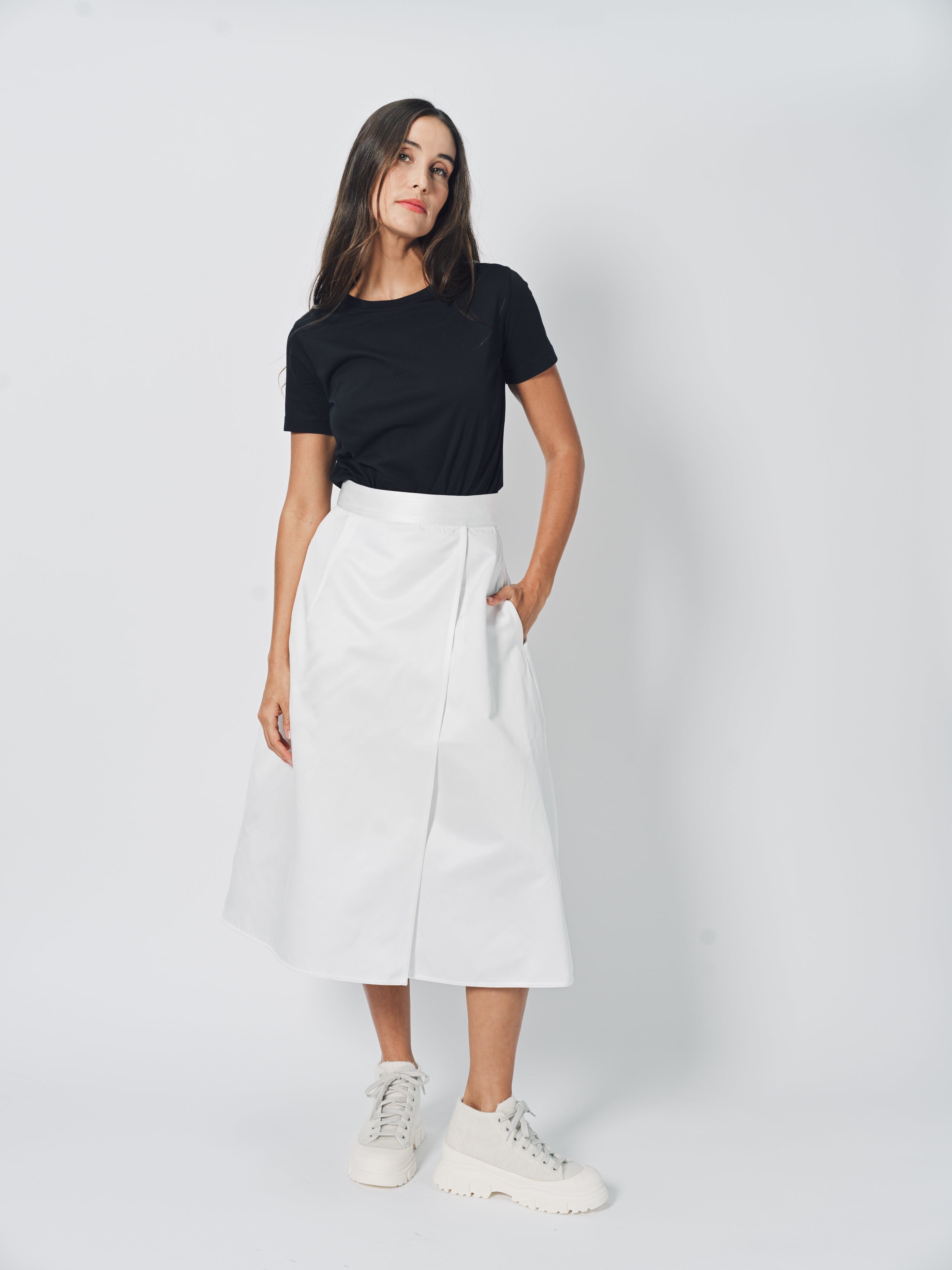 Sofie D'Hoore Stieglitz Wrap Skirt in Satin 32 / Swan