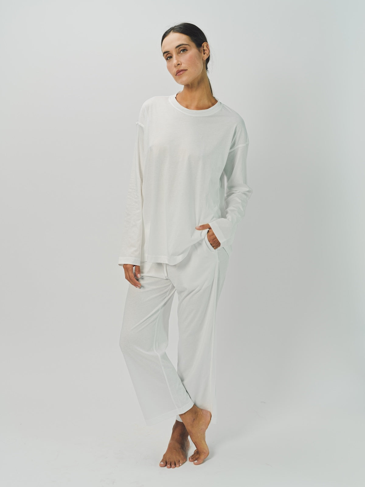 Sofie D'Hoore Cotton Tahoe LS Crew Neck Pajama Set 32 / Off White