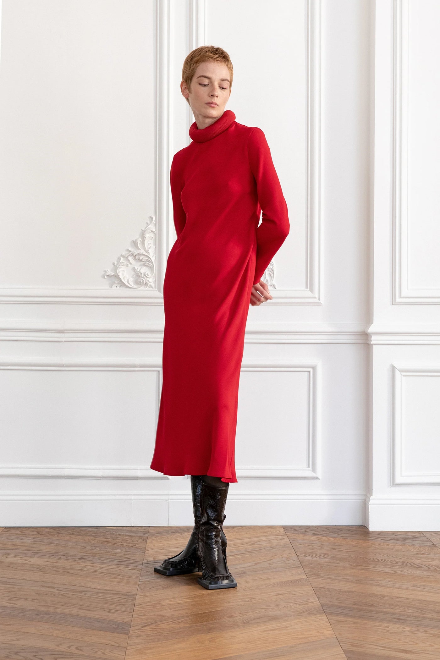 Satin Crepe Short Dress