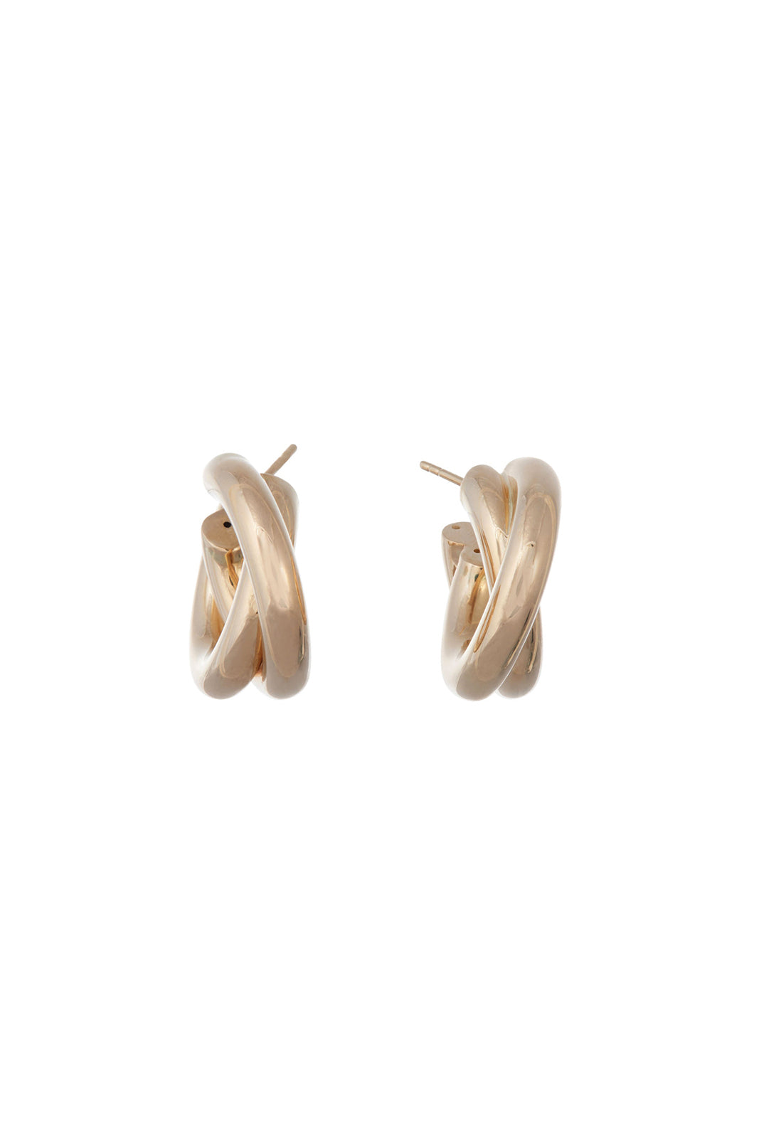 18K Yellow Gold Oval Intertwined Hoops