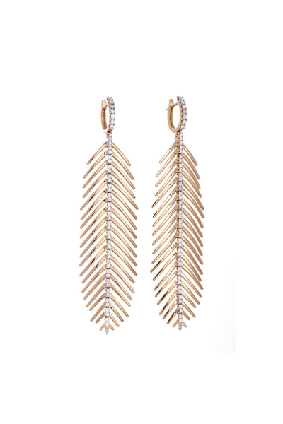 18K Yellow Gold Feathers That Move Earrings