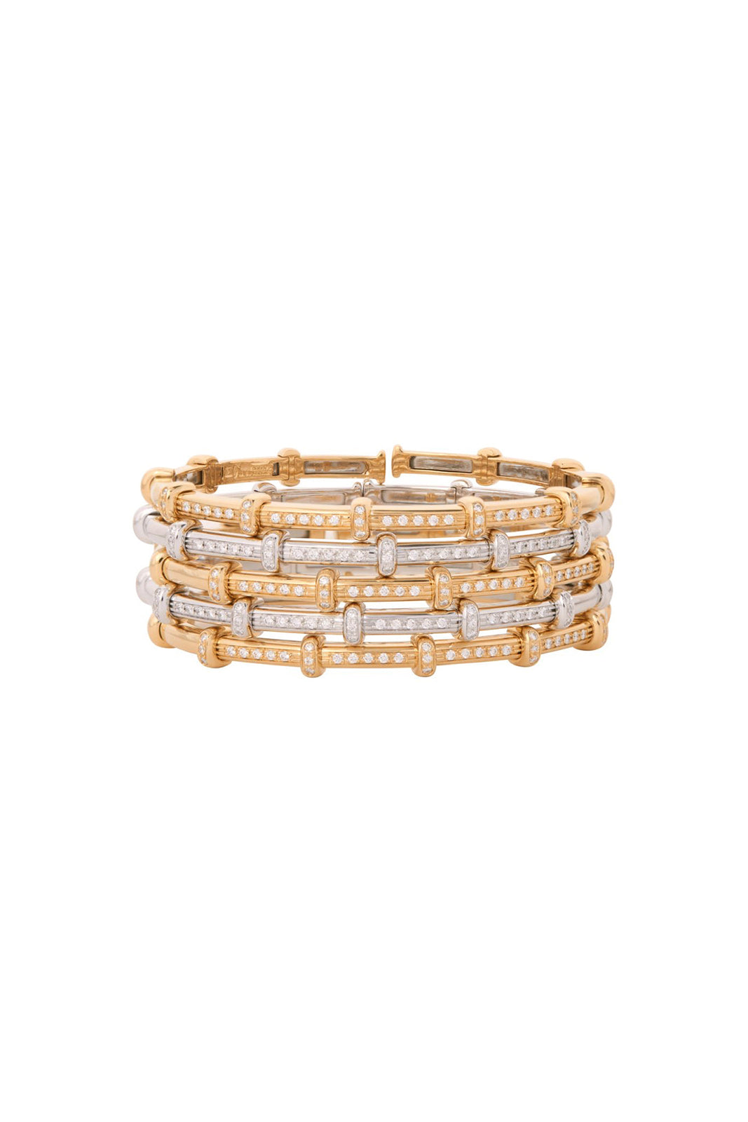 18K White Gold Diamond Spring Bracelet